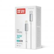 Дата-кабель ColorWay Type-C - Apple Lightning (zinc alloy braided) (PD Fast Charging 30W) 2 м white (CW-CBPDCL099-WT)
