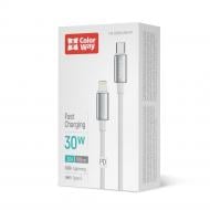 Дата-кабель ColorWay Type-C - Apple Lightning (zinc alloy braided) (PD Fast Charging 30W) 1 м white (CW-CBPDCL098-WT)