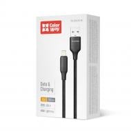 Дата-кабель ColorWay USB - Apple Lightning (TPE embossed) 3А 2 м black (CW-CBUL102-BK)