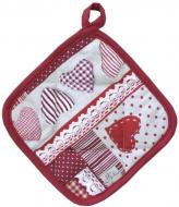 Прихватка Кружево 25x25 см красный Прованс
