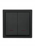 Выключатель двухклавишный Lezard LETO с подсветкой антрацит 752-4200-112