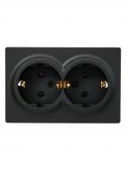 Розетка подвійна побутова із заземленням Lezard LETO IP20 антрацит 752-4200-127B