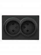 Розетка подвійна побутова без заземлення Lezard LETO IP20 антрацит 752-4200-128B