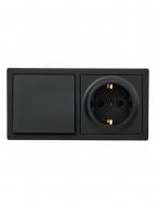 Розетка + выключатель одноклавишный Lezard LETO антрацит 752-4200-170BAP