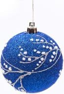 Шар новогодний Веточки 80 мм синий 7381
