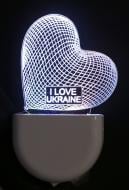 Нічник 3D Led Aukes I love Ukraine 3D LED RGB 0,5 Вт білий