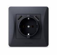 Розетка с заземлением Videx Binera IP20 черный графит VF-BNSK1GU2-BG