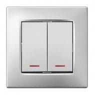 Механизм выключателя двухклавишный HausMark Stelo с подсветкой серебро 501-4388-112