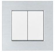 Механизм выключателя двухклавишный HausMark Stelo белый 501-0288-101