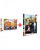 Набор пазлов Trefl Каникулы в Париже + American Gothic: Собачье издание 23110