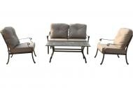 Комплект металлической мебели Bella Vita (столик 122x56x50 см + 2-х местный диван + 2 кресла) коричневый меланж