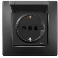 Механизм розетки с заземлением HausMark Stelo IP20 антрацит 501-4288-123B