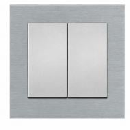 Механизм выключателя двухклавишный HausMark Stelo без подсветки серебро 501-4388-101