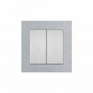 Механизм выключателя проходной двухклавишный HausMark Stelo без подсветки серебро 501-4388-106