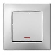 Механизм выключателя одноклавишный HausMark Stelo с подсветкой серебро 501-4388-111