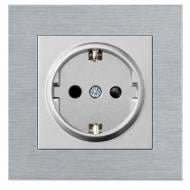Механизм розетки с заземлением HausMark Stelo IP20 серебро 501-4388-124B