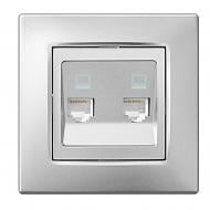 Механизм розетки компьютерная двойная двойная HausMark Stelo IP20 серебро 501-4388-141