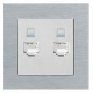 Механізм розетки комп’ютерна подвійна подвійна HausMark Stelo IP20 срібло 501-4388-141