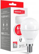 Лампа светодиодная Maxus F 6 Вт G45 матовая E14 220 В 3000 К 1-LED-543