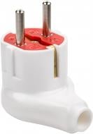Вилка електрична Mutlusan L-образна із заземленням 220В 16А IP20 пластик білий із червоним