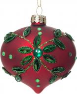 Елочная игрушка Юла со стразами красная 8 см