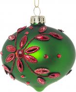 Елочная игрушка Юла со стразами зеленая 8 см