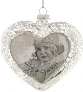 Елочная игрушка Сердце ретро серебристое 10 см