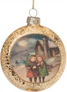 Елочная игрушка Медальон золотой Дети 8 см