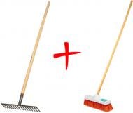 Набор садового инструмента грабли зубчатые Truper R-16M + щетка для улицы Truper CEPI-30