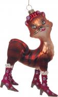 Елочная игрушка Кошка рыжая 14 см