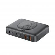 Мережевий зарядний пристрій Promate PowerBase-Gan100 4хUSB-C, 2хUSB-A, Qi Black