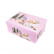 Коробка подарункова рожева новорічна 1110229404 25х18 см
