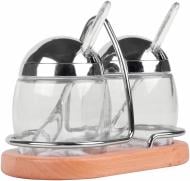 Набір банок Emsa для джему Scandic 2 шт. на бамбуковій підставці