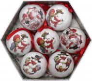 Набор игрушек Шар белый с красным 299-75406C/S-7 d75 мм 7 шт./уп.