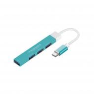 USB-хаб Promate USB-С LiteHub-4 3xUSB 2.0 + USB 3.0 blue