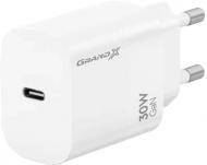 Зарядний пристрій Grand-X CH-390W 30W Type-C Quick Charge QС3.0 White (CH-390W)