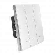 Выключатель трехклавишный HausMark INO с подсветкой белый LS-3G LED-EU-White