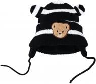 Шапка HW детская с веревочками р.50-52 черно-белый