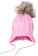 Шапка HW детская с помпоном и завязками р.50-52 розовый