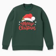 Свитшот унисекс Формат с начесом Рождественский шапка Санты р.140 зеленый Свитшот унисекс Формат с начесом Рождественский шапка Санты р.140 зеленый