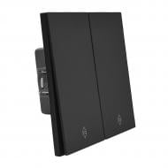 Выключатель проходной двухклавишный HausMark INO без подсветки черный WS-2G-EU-Black