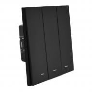 Вимикач триклавішний HausMark INO з підсвіткою чорний LS-3G LED-EU-Black