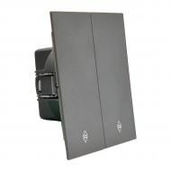 Вимикач прохідний двоклавішний HausMark INO без підсвітки сірий WS-2G-GP-Gray