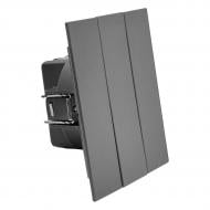 Выключатель трехклавишный HausMark INO без подсветки серый LS-3G-GP-Gray Выключатель трехклавишный HausMark INO без подсветки серый LS-3G-GP-Gray