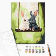 Картина за номерами Зайченята на гойдалці 30x40 см Brushme