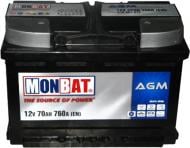 Аккумулятор автомобильный Monbat AGM 6CТ-70 Є 70Ah 760A 12V «+» справа