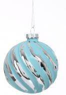 Шар стеклянный Рельеф 3 ассортимента d 80 мм бирюзовый/серебристый EE22042