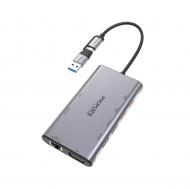 USB-хаб Promate 9-в-1 PrimeHub-MST USB-C PD/2хHDMI/VGA/2xUSB3.2/2xUSB2.0/RJ45