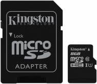 Карта пам'яті Kingston Class 10 UHS| 8GB microSDHC + SD adapter (SDC10G2/8GB)