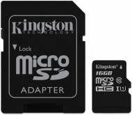 Карта памяти Kingston Class 10 UHS| 16GB microSDHC + SD adapter (SDC10G2/16GB)